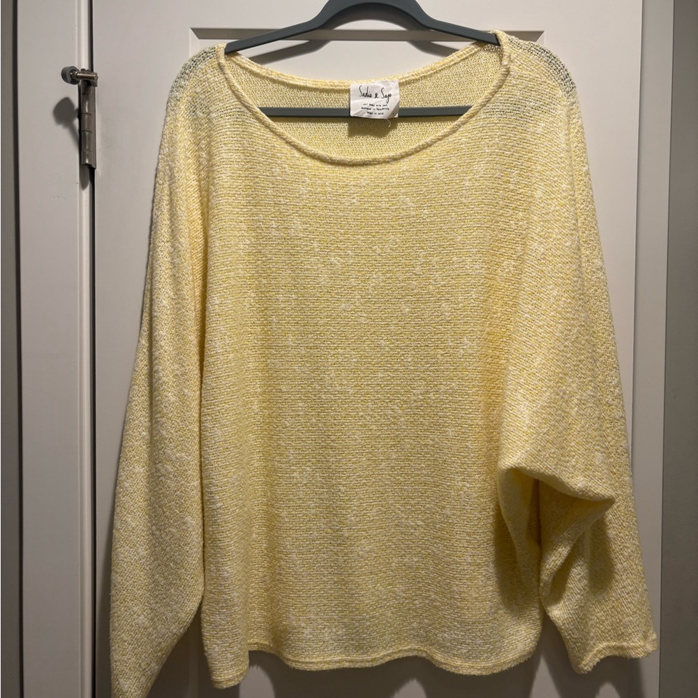 Sadie & Sage Yellow Knit Sweater Oversized Lightweight Cozy Top